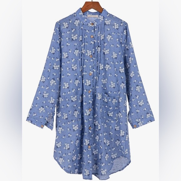Source Unknown Tops - Women's Casual Loose Blouse - NEW - Long Sleeve Button Down Floral Print Tops.